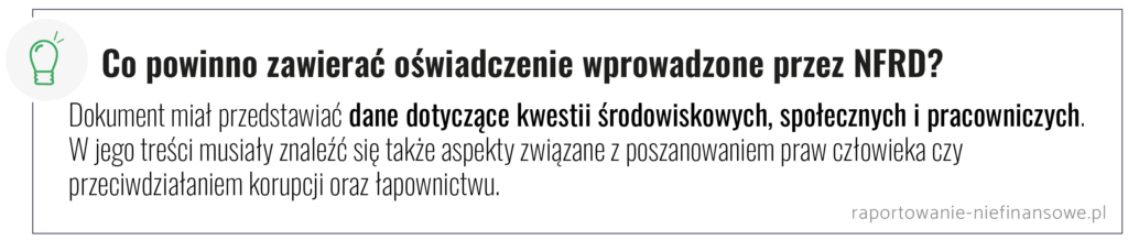 Co powinno zawierać oświadczenie wprowadzone przez NFRD