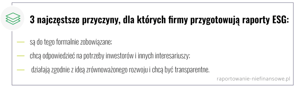 3 najczęstsze przyczyny, dla których firmy przygotowują raporty ESG