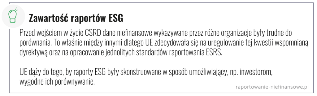 Raport ESG - zawartość